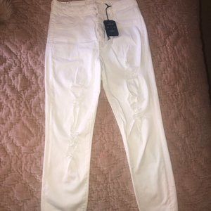 AE Hi-Rise Ripped Jegging Crop White - Size 10